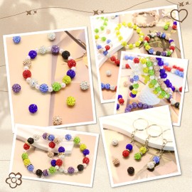 100pcs 10mm Rhinestone Beads for Jewelry Making,Full of Diamonds Round Disco Beads Bulk,Clay Bead for Crafting,Rhinestone Clay Beads for Baseball Necklace Bracelet Holiday Decorations (10 Colors)