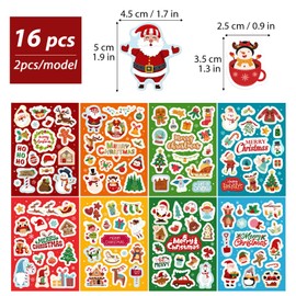 BETESSIN Christmas Stickers - 16 Sheets Christmas Stickers with 220+ Christmas Motifs - Christmas Stickers for Designing Christmas Cards, Advent Calendars, Scrapbooks, Photo Albums etc.