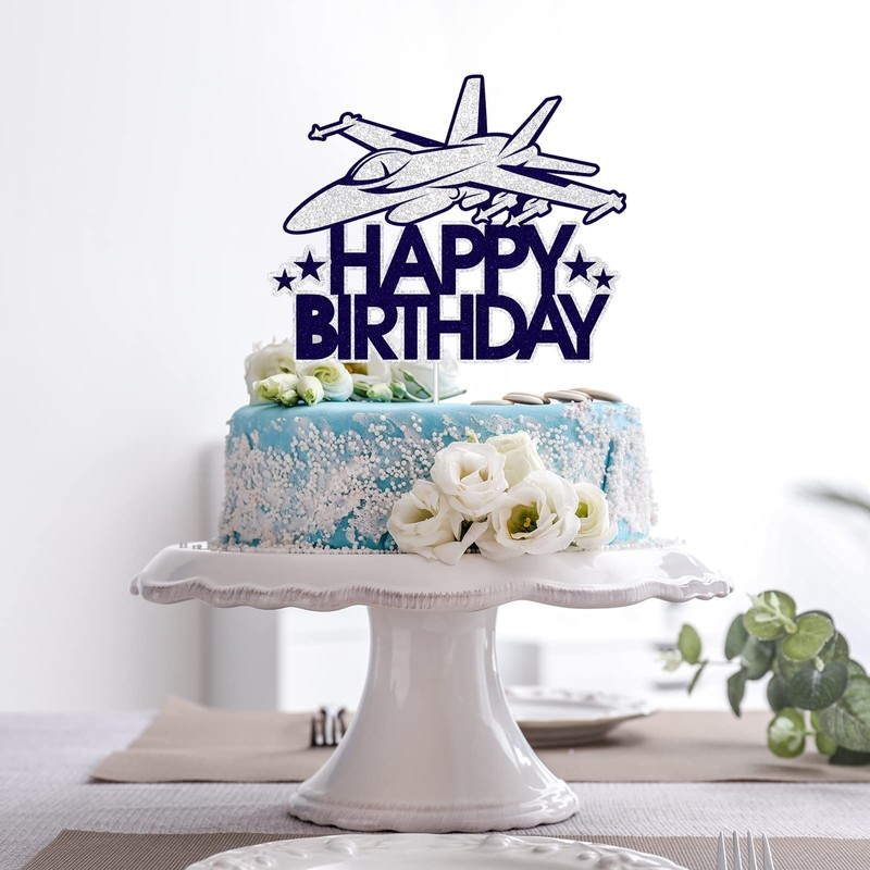 Decoración para tarta de cumpleaños con purpurina azul
