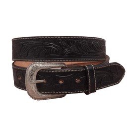 Men's Western Belt | Brown Cowboy Belt for Texas Men | Country Style | Fajas Vaqueras para Hombre | Genuine Leather (Black, 38)