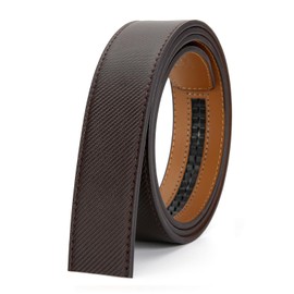 Nelbons Men's Belt Ratchet Automatic Belt for Men 35 mm Wide Leather Belt, 1 3/8 Inch Without Buckle, Dark Brown N2
