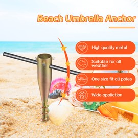 FactionGarden Beach Umbrella Sand Anchor 2 Pack, Heavy Duty In Ground Umbrella Holder Stand 17 Inches Metal No Dig Screw In Ground Anchor