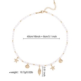 Qiuruoo Starfish Shell Necklace for Women, Summer Beach Necklace With Trendy Charms. Beach Jewelry for Women.Summer Jewelry Suitable for Seaside Travel and Party Wear