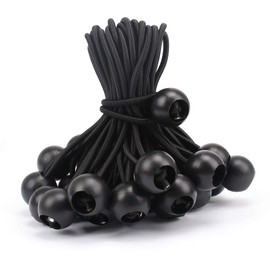 AOPRIE 30 Pack Bungee Balls 9Inches Black Ball Bungee Heavy Duty Heavyweight Tarp Bungee Cords, Weather Resistant Tie Down Strap 4mm Thickness - for Camping, Tents, Cargo, Holding Wire and Hoses