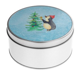 Mr. & Mrs. Panda Round Tin Tin Penguin Christmas Tree Gift Box Storage Jars with Lid Christmas Eve Winter