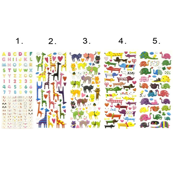 Wrapables Adorable Animal Puffy Stickers for Scrapbooking/Stationery/Diary & Album (Set