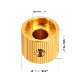 sourcing map 8 Pcs Aluminium Potentiometer Knobs, 1/4"(6mm) IDx5/8"(15mm) ODx1/2"(12.5mm) Height Universal Volume Tone Control Knobs for Guitar, Bass, Straight Line Indicator, Gold