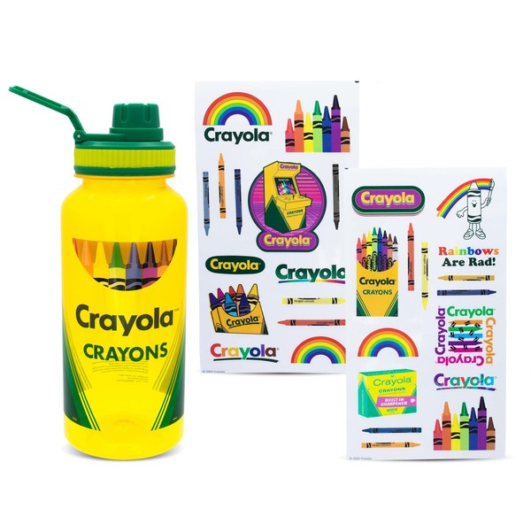 Silver Buffalo Crayola Crayon Box Retro-Style Twist Spout Plastic Water