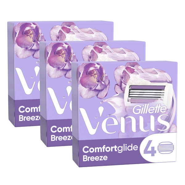 Gillette Venus Comfortglide Breeze 12 Recharges De Lames, Pour Femme, 3 Lames Intégrées Pour Un Rasage De Près En Douceur Qui Dure
