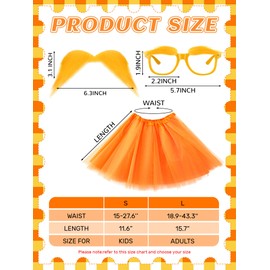 Floraltop 5 Pcs Orange Costume Accessories Yellow Eyebrows Glasses Fake Mustache Tulle Tutu Skirt Gloves Pantyhose Cosplay (Large)