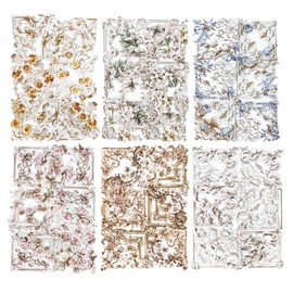 MiyouLuna 120Pcs Baroque Relief Corner Paper Embellishments, Retro Ornamental Frame Ephemera for Scrapbooking, Journaling, Junk Journal Supplies, and DIY Crafts with Glue Tape