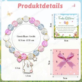 PeakPeek Easter Gifts Girls 4 5 6 7 8 9 10 11 12 Years, Easter Gifts Children's Bracelet Girls Gifts with Easter Cards, Small Items for Easter Children Girls Easter Party Bag Rabbit Children's
