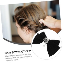 Baluue Large Bow Hair Clip with Rhinestone Decor Vintage Bowknot Barrette for Back Hair for Women for Parties Birthdays Daily Wear