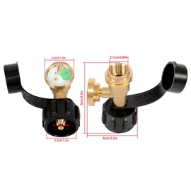 6PCSQCC1 Propane Cylinder Inflation Connector, Copper Propane Gas Filling Connector, POL Connector, Propane Inflation Connector with Pressure Gauge