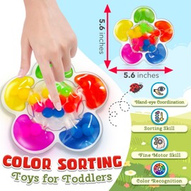 Fidget Toys, Colour Sorting Toy, Anti-Stress Toy, Sensory Toy, ADHD, Autism, Anti-Stress Gel Stuffed Toys for Children, Squeezable Game, Adhs and Autism (Flowers)