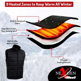 Nexgen Heat Men’s & Women’s Heated Puffer Vest – Black Winter Riding & Outdoor Gear with Front & Back Warmth - X-Large