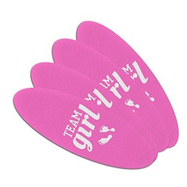 Team Girl Baby Pink Footprints Double-Sided Oval Nail File Emery Board Set 4 Pack