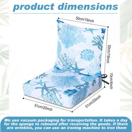 Hoteam 4 Set Outdoor Chair Patio Cushions Deep Seat Waterproof Chair Cushions 20 x 20 Inch for Patio Furniture Set Replacement Removable Seat and Back(Ocean)