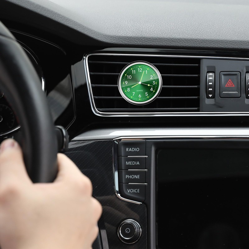 Dickno 2 PCS Stick on Dashboard Car Clock, Mini Tiny