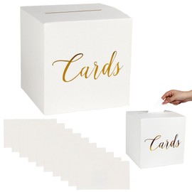 Wedding Card Box, Wedding Post Box, Card Box With 10 White Card, Wedding Envelope Money Card Box For Party Wedding Raffle Donation Vote Fundraising