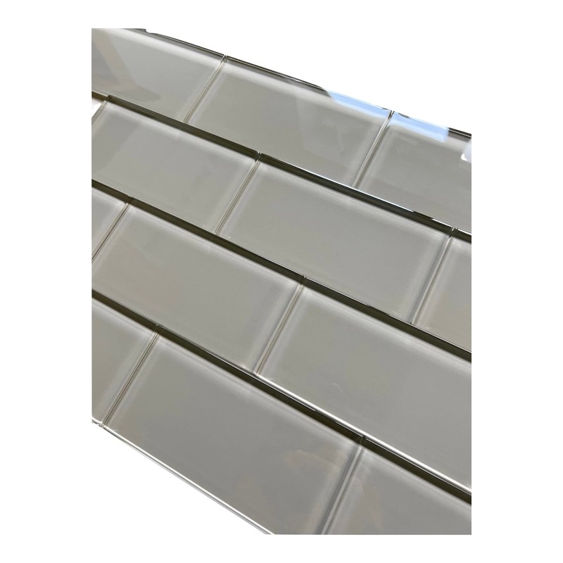 3x6 Cool Gray Color Wave Glass Tile - CW04 Sliver
