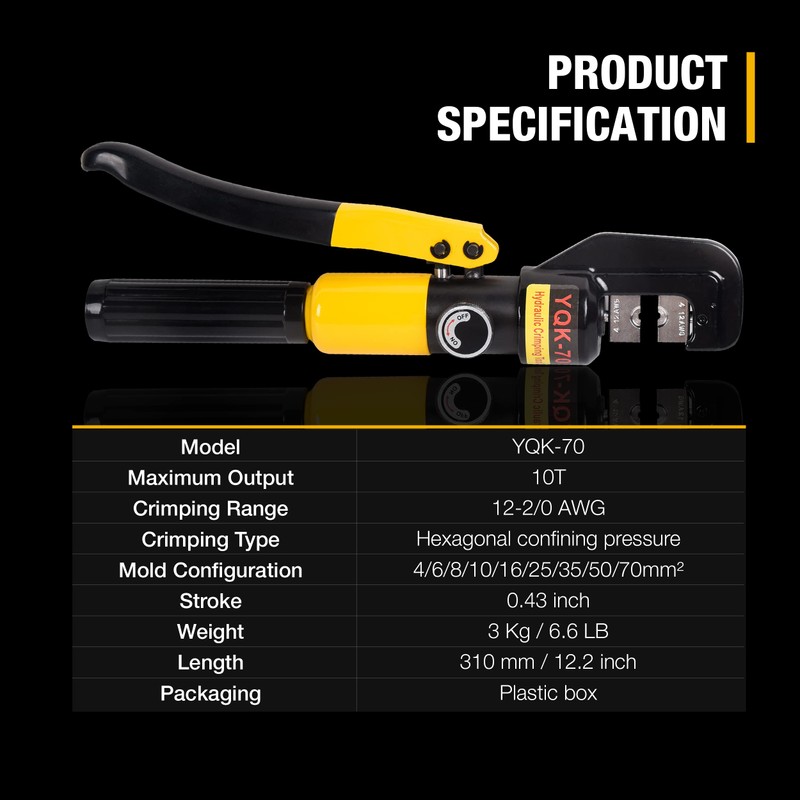 Dawot YQK-70 Cable Crimping Tool 10 Ton with 9 Pairs