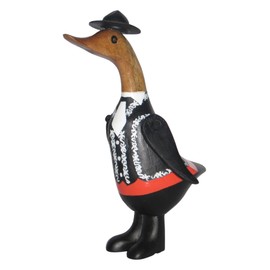 Brave Wings Hand Carved Wooden Bamboo Duck ~ Mariachi Duck 21cm High ~ Ornament Sculpture Figurine Statue Unique Table Decoration Home Decor ~ 5333