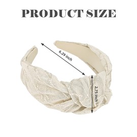 Yonchic Top Knotted Headband for Women Girls, Wide Fashion Headbands with Knot for Women’s Hair, Cute Thick Fabric Non-Slip Hair Bands (White)