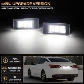 2PCS LED License Plate Light For 2019 2020 2021 2022 2023 Nissan Altima Sentra Versa Rogue, Rear Tag Light Kit Assembly Accessories