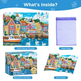 Jigsaw Puzzles 300 Pieces for Adults,300 Piece Puzzles for Adults,Sea Seagull Building Puzzle for Kids Ages 8-10 10-12,Recycled Paper Puzzle 300 Pieces,Home Decors Family Challenge Toys