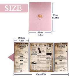 back in 1965 UK Poster 60th Birthday Gifts for Women, Happy 60th Birthday Decoration Supplies for her 60 Years Old Mum Aunt Friends, Folded,Pink