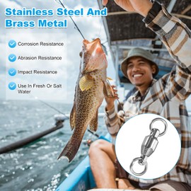 M METERXITY 30-Pack Ball Bearing Fishing Swivels, 3# 0.79In (20mm) Stainless Steel Lure Leader Line Connector for Fishing/Saltwater/Freshwater, High Strength Welded Ring [Silver]