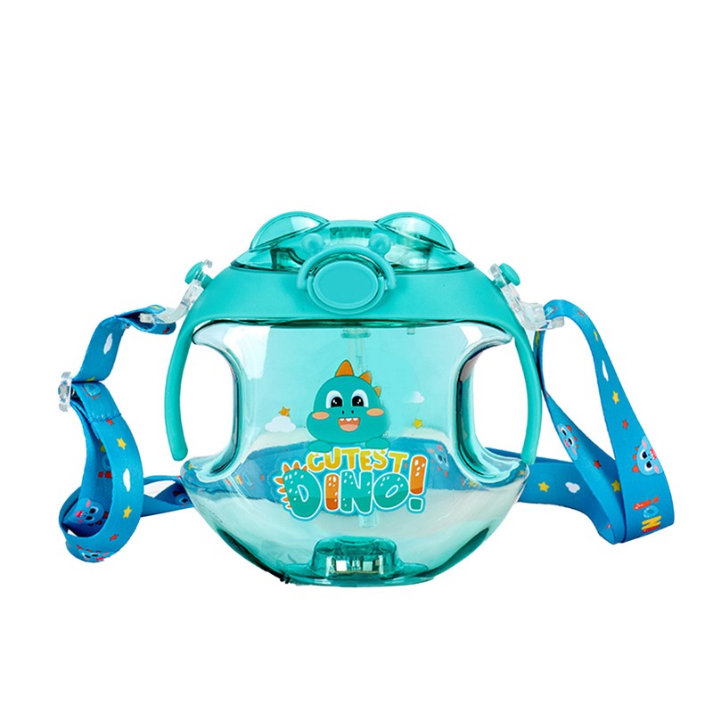 450ml Kids Water Cup with Handle and Lanyard Plastic Straw