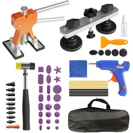 BIG RED ATRWH056R-2 56 Piece Dent Removal Kit for Car: Paintless Dent Repair Tool with Adjustable Golden Lifter + Bridge Indentation Puller for Auto Body Dents, Door Dings, General Dent Removal