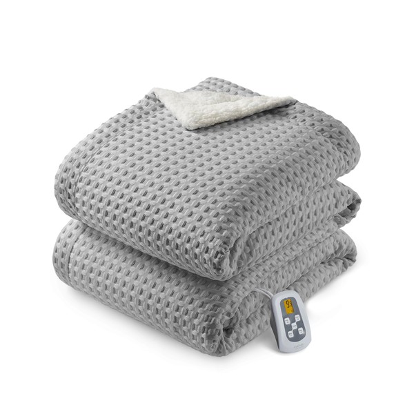 CAROMIO Heated Blanket Throw Twin Size, Waffle Weave Electric Throw