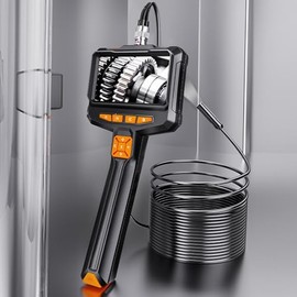 HURRISE Cámara de Endoscopio con Luz, 4.3" Cámara de Inspección del Endoscopio con Luces de Mano y 8 Luces LED, Alcance de Cable de 16.5 Pies para la 
