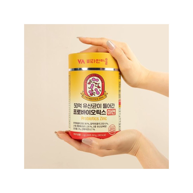 Vitamin Village 비타민마을 50억 유산균이 들어간 프로바이오틱스 아연 1박스 30포