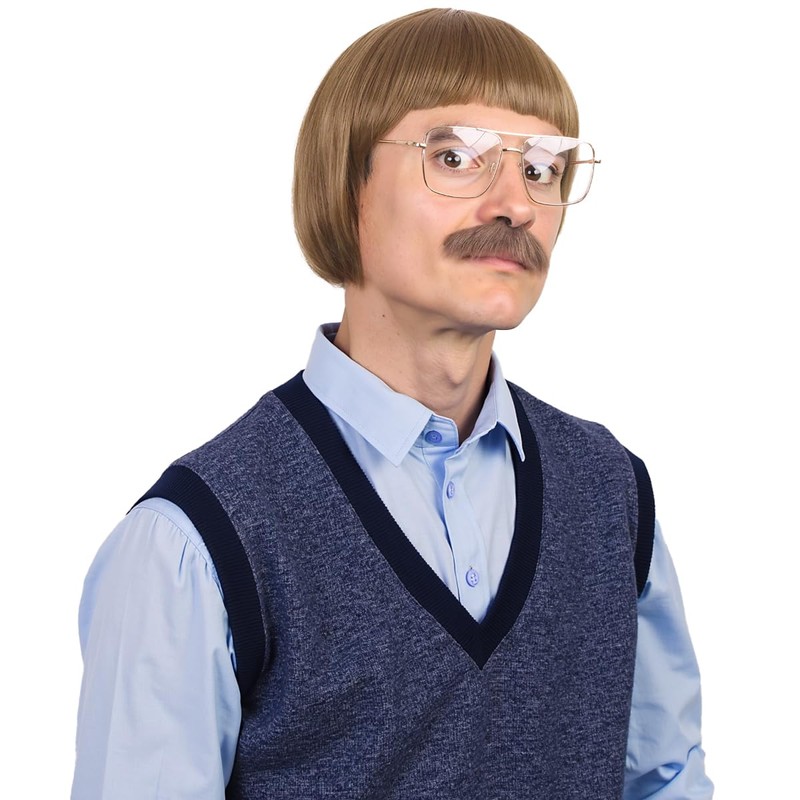 FantaLook Short Straight 60 70s Bowl Cut Funny Wig with