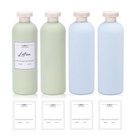 UMETASS - Botellas de champú de viaje de 13 onzas, botellas recargables con tapa abatible para artículos de cambiador, botellas grandes de champú y acondicionador de viaje a prueba de fugas (azul y verde)