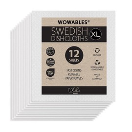 Swedish Dish Towels 30-Sheet Roll Biodegradable and Compostable Reusable Paper Towel Cleaning Cloths 11 x 10 inches (27.9 x 25.4 cm) Odor-Free Dish Washing, Natural, 12 Sheets / Swedish 주방용 행주 30장 롤 생분해성 및 퇴비화 가능 재사용 가능한 페이퍼 타월 클리닝 천 27.9 x 25.4cm(11 x 10인치) 냄새 없음 접시 세척, Natural, 12 Sheets