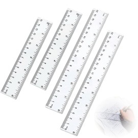 YUANXINWL Elementary Student Ruler 15cm 20cm Ruler Set of 4 Measuring Tools Metric Inch Scale Heavy Duty Reusable Stationery Student School Office Home Study