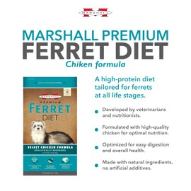 Marshall Select Chicken Formula Premium Ferret Diet – 4 lbs – Supports Digestion, Energy & Muscle Maintenance – Balanced Small Animal Food with Essential Nutrients