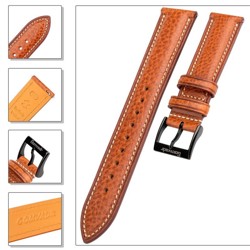 Gomvadr Leather Watch Strap Vegetable Tanned Top Grain Leather Strap,