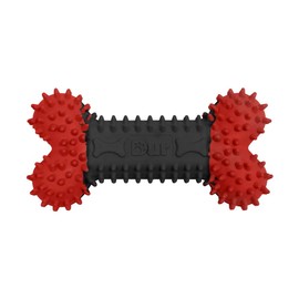 Dur Dog Bone Chew Toy For Small Dogs, Red & Black - Chicken Scent, Durable Recycled Rubber – Interactive and Tough Dog Chew Toy For Aggressive Chewers, Boredom, Teeth Cleaning, Puppy Teething 12x6cm