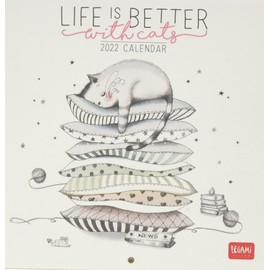 Legami - Wall calendar 2022, 18 x 18 cm, Sketchy Cats