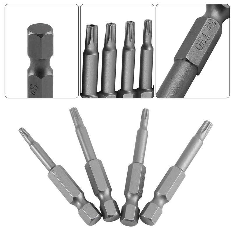 8-Piece 1/4 Inch Hex Shank T8-T40 50 mm Long Magnetic