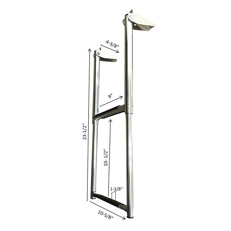 Marine Boat SS 2 Steps TELESCOPING Ladder Over Platform Rubber