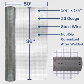 Salmut Hardware Cloth 1/4 in. x 3 ft. x 50 ft. 23-Gauge, Wire Mesh Roll, Chicken Wire Fencing, Wire Fence Roll, Gopher Mesh, Rodent Wire, Mesh & Wire Cloth, Chicken Coop Wire, Tree Fence