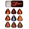 Tin of 9 Flaming Guitar Plectrums - Double sided -