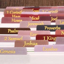 Laminated Bible Tabs, Earth Tone Gold Foil, Large Print Christian Gift for Women, Easy to Read and Apply Bible Journaling Tabs